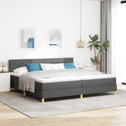 vidaXL Sänglåda med madrass och LED Mörkgrå 200x200 cm Tyg