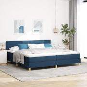 vidaXL Sängbotten med madrass & LED blå 200x200 cm tyg