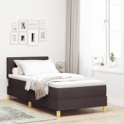vidaXL Boxspring säng med madrass & LED Mörkbrun 90x190 cm Tyg