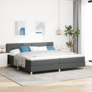 vidaXL Boxsäng med madrass & LED Mörkgrå 200x200 cm Tyg