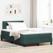vidaXL Sängbotten med Madrass & LED Mörkgrön 120x190 cm Sammet