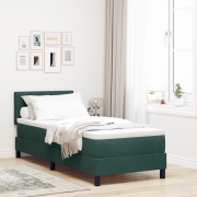 vidaXL Boxspring Säng med Madrass & LED Mörkgrön 80x200 cm Sammet