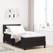 vidaXL Box Spring Säng med Madrass & LED Svart 90x200 cm Sammet