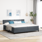 vidaXL Boxfjäder Säng med Madrass och LED Mörkgrå 200x200 cm Sammet