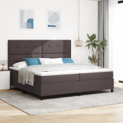 vidaXL resårsäng med madrass och LED - Mörkbrun, 200 x 200 cm Tyg