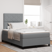 vidaXL Boxspring-säng med madrass & LED Ljusgrå 120x200 cm Tyg