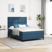 vidaXL Boxspring Säng med Madrass & LED Blå 140x200 cm Tyg