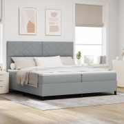 vidaXL Boxfjärra säng med madrass & LED-ljus ljusgrå 200x200 cm tyg