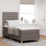 vidaXL Boxfjäder Säng med Madrass & LED Taupe 80x200 cm Tyg