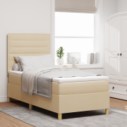 vidaXL Box Spring Bed med madrass & LED grädde 90x200 cm tyg