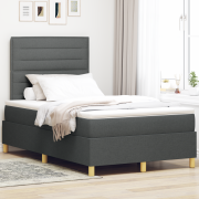 vidaXL Boxspring säng med madrass & LED mörkgrå 120x190 cm tyg