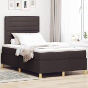 vidaXL Boxfjäder säng med madrass & LED Mörkbrun 120x190 cm Tyg