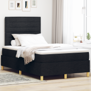 vidaXL boxfjädersäng med madrass & LED svart 120x200 cm tyg