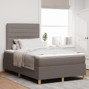 vidaXL Resårbotten med madrass och LED Taupe 120x200 cm Tyg