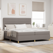 vidaXL Boxspring Säng med Madrass & LED Taupe 200x200 cm Tyg