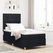 vidaXL Boxspring Säng med Madrass & LED Svart 90x200 cm Tyg