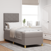 vidaXL boxfjädersäng med madrass & LED taupe 80x200 cm tyg
