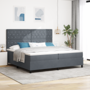 vidaXL BoxspringSäng med madrass och LED Mörkgrå 200x200 cm Sammet