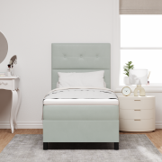 vidaXL Boxspring Säng med Madrass & LED Ljus Grå 100x200 cm Sammet