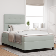 vidaXL Boxspring Säng med Madrass & LED Ljus Grå 120x190 cm Sammet