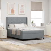 vidaXL Boxspring Säng med Madrass & LED Ljus Grå 160x200 cm Tyg