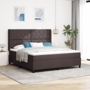 vidaXL Boxfjädersäng med madrass & LED mörkbrun 180x200 cm tyg