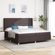vidaXL Kontinentalsäng med Madrass & LED Mörkbrun 200x200 cm Tyg