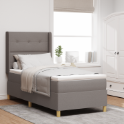 vidaXL Boxspring Säng med Madrass & LED Taupe 100x200 cm Tyg