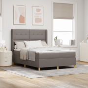 vidaXL Sängbotten med Madrass & LED Taupe 140x190 cm Tyg