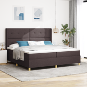 vidaXL Box Spring Säng med Madrass & LED Mörkbrun 200x200 cm Tyg