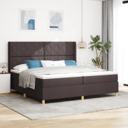 vidaXL Boxspring Säng med Madrass och LED Mörkbrun 200x200 cm Tyger