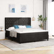 vidaXL Boxspring Säng med Madrass & LED Svart 180x200 cm Sammet