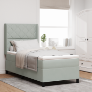 vidaXL BoxspringSäng med madrass & LED-ljus Ljusgrå 90x200 cm Sammet