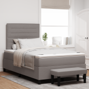 vidaXL Boxsäng med madrass och bänk taupe 120x190 cm tyg