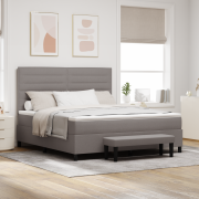 vidaXL Box Spring Säng med Madrass & Bänk Taupe 180x200 cm Tyg