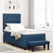 vidaXL Box Våningssäng med madrass & bänk blå 90x190 cm tyg