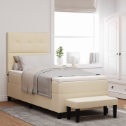 vidaXL Bäddmadrass med Madrass & Bänk Kräm 90x200 cm Tyg