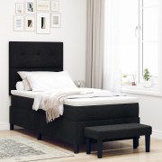 vidaXL Boxspring-säng med madrass och bänk Svart 100x200 cm Tyg