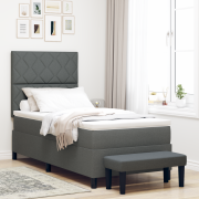 vidaXL Bäddmadrass med madrass & bänk mörkgrå 90x200 cm tyg