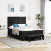 vidaXL Boxspring Säng med Madrass & Bänk Svart 140x190 cm Tyg