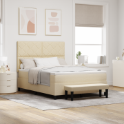 vidaXL Boxfjädringssäng med madrass & bänk Creme 140x200 cm Tyg
