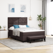 vidaXL Boxsäng med Madrass & Bänk Mörk Brun 160x200 cm Tyg