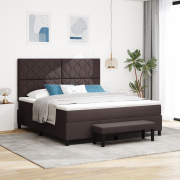 vidaXL Box Våningssäng med Madrass & Bänk Mörkbrun 180x200 cm Textil