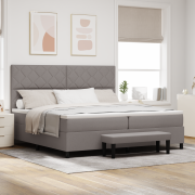 vidaXL Bäddmadrass med madrass och bänk Taupe 200x200 cm Tyg