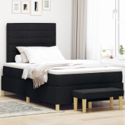 vidaXL Bäddmadrass med madrass & bänk svart 120x190 cm tyg