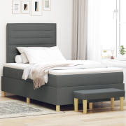 vidaXL Boxsäng med madrass & bänk mörkgrå 120x200 cm tyg