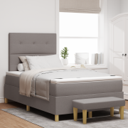 vidaXL Boxspring säng med madrass & bänk taupe 120x190 cm tyg