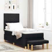 vidaXL Sängbottenmadrass med Madrass & Bänk Svart 80x200 cm Tyg