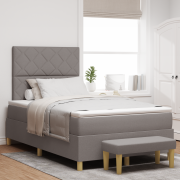 vidaXL Bäddmadrass med madrass & bänk taupe 120x200 cm tyg
