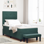 vidaXL Sänggavel med madrass & bänk mörkgrön 100x200 cm sammet